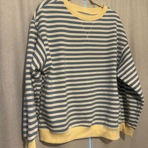Amazon Blue and Cream Striped Sweatshirt